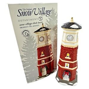 Dept 56 SNOW VILLAGE CLOCK TOWER 35th Anniversary Retired #4020221 Box Read